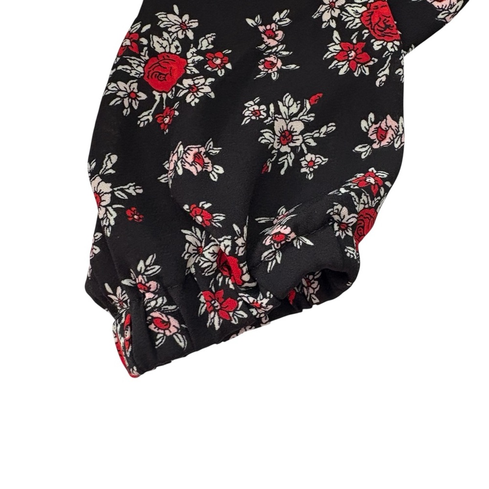 LOFT Ruffle Floral Black / Red Blouse Size XS — BEAUTIFUL!!! - Picture 5 of 9